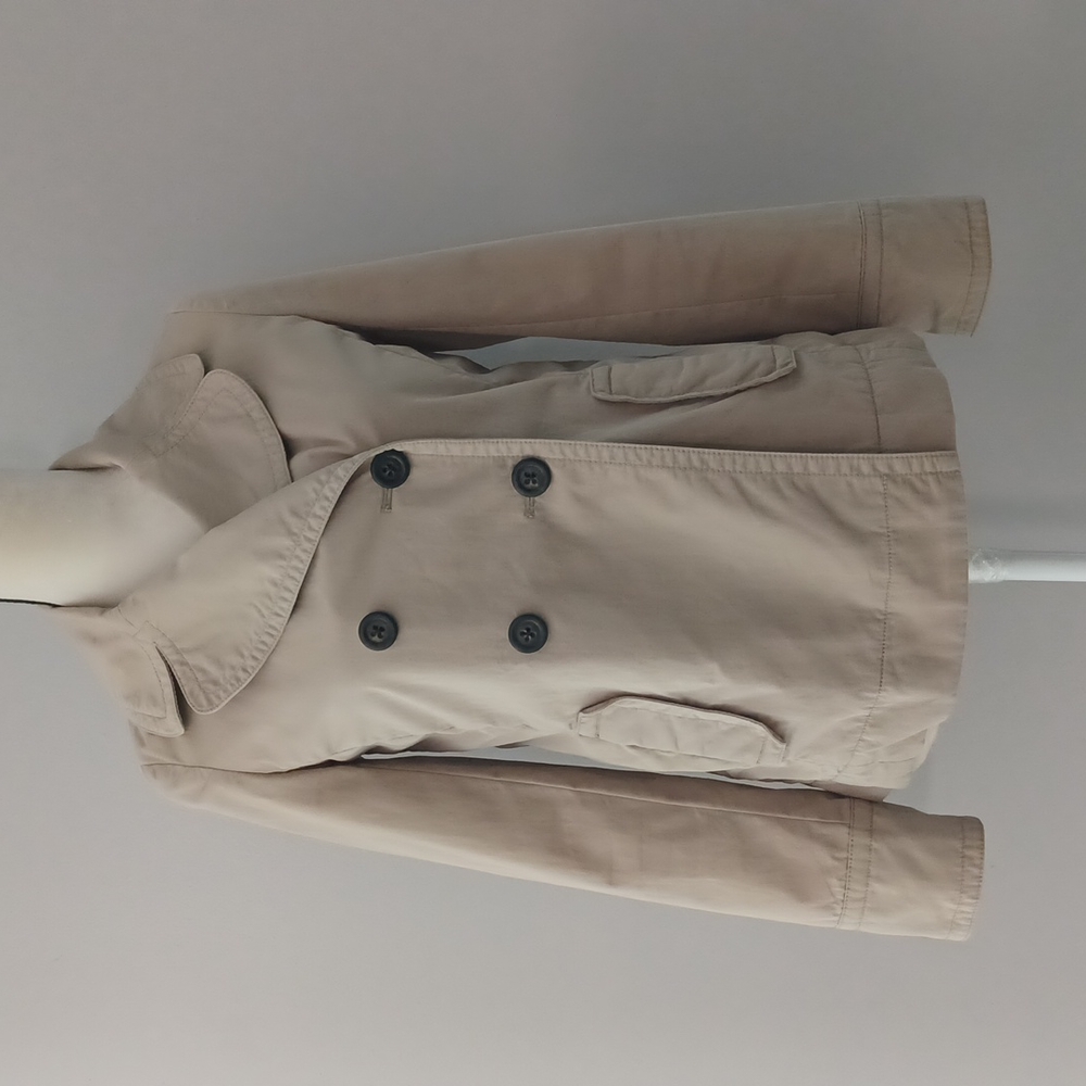 J. Crew Khaki Retro Lined Pea Coat Button Style Jacket Size 0